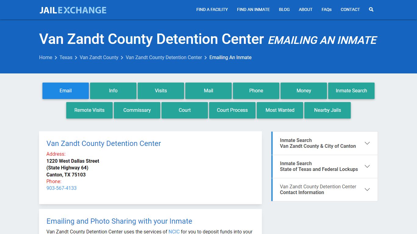Inmate Text, Email - Van Zandt County Detention Center, TX - Jail Exchange