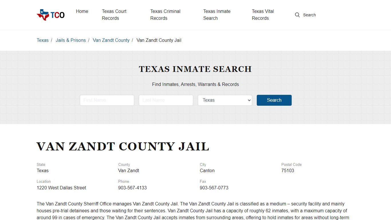Van Zandt County Jail - txcountyoffices.org